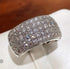 Exquisite Pave 14K White Gold Plated Multi Row Cubic Zirconia Men Women Ring